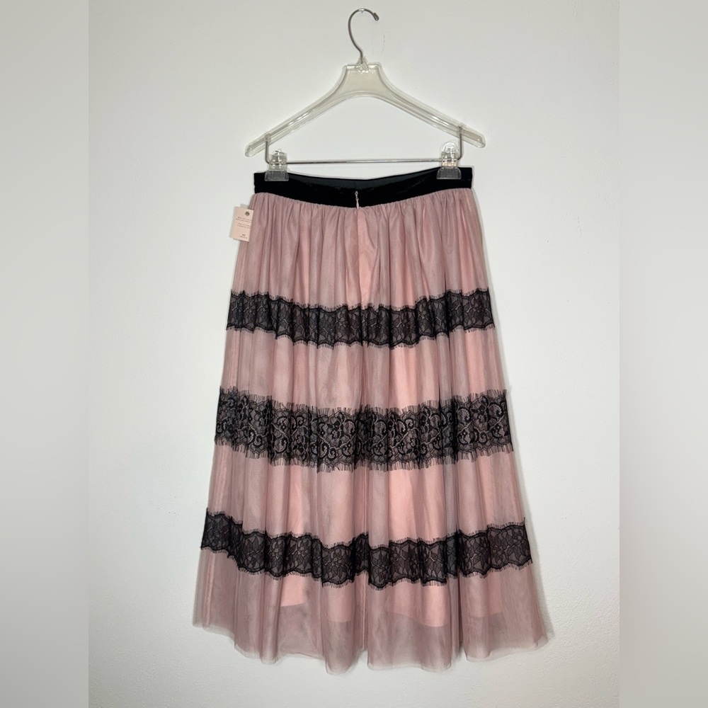 Rachel Parcell Whimsical Black Lace and Pink Tulle Midi Skirt Fully Lined Size M - Picture 2 of 8